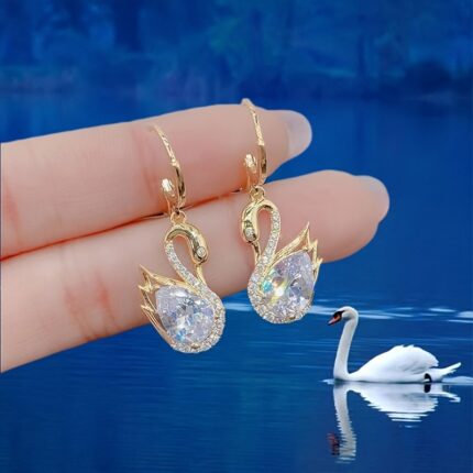 Levant Sweet Rhinestone Swan Earrings